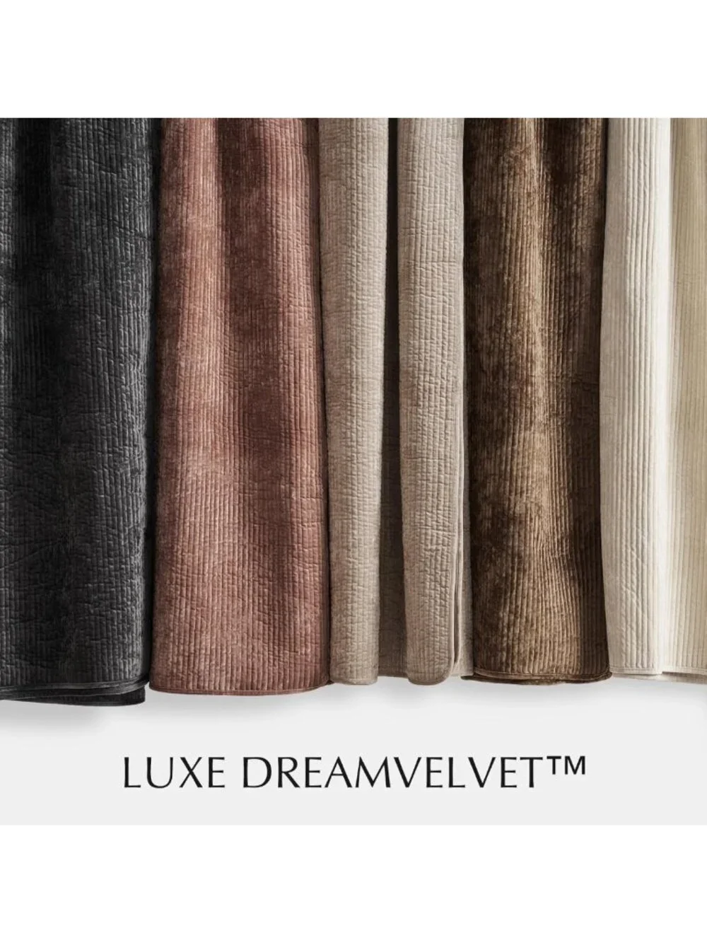 Luxurious Striped Velvet Quilt Set, King Size, Soft Washed Black Bedding